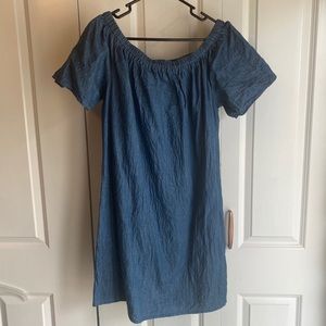 Off the shoulder denim shift dress